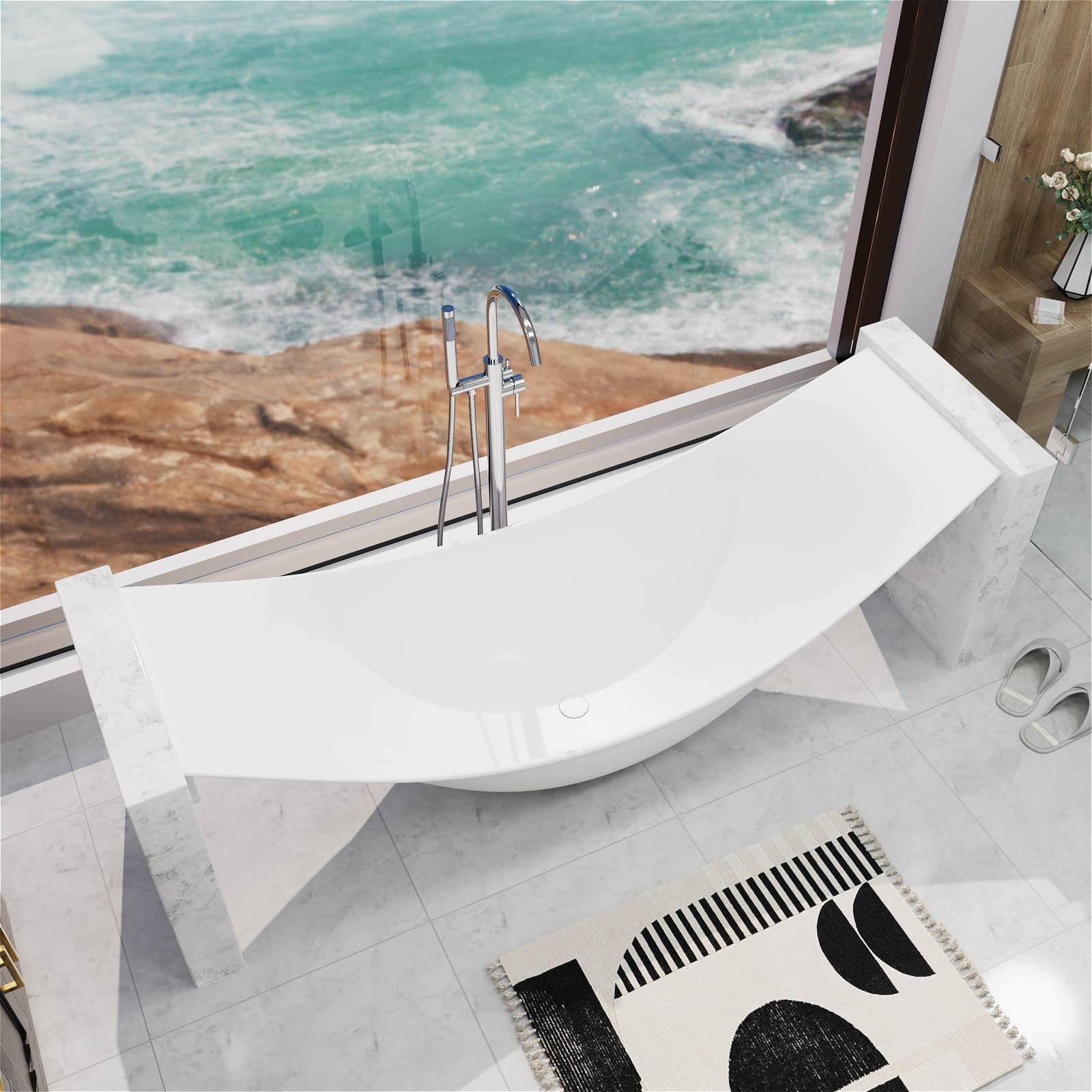 Freischwebende Design-Badewanne aus Mineralguss – Bild 2