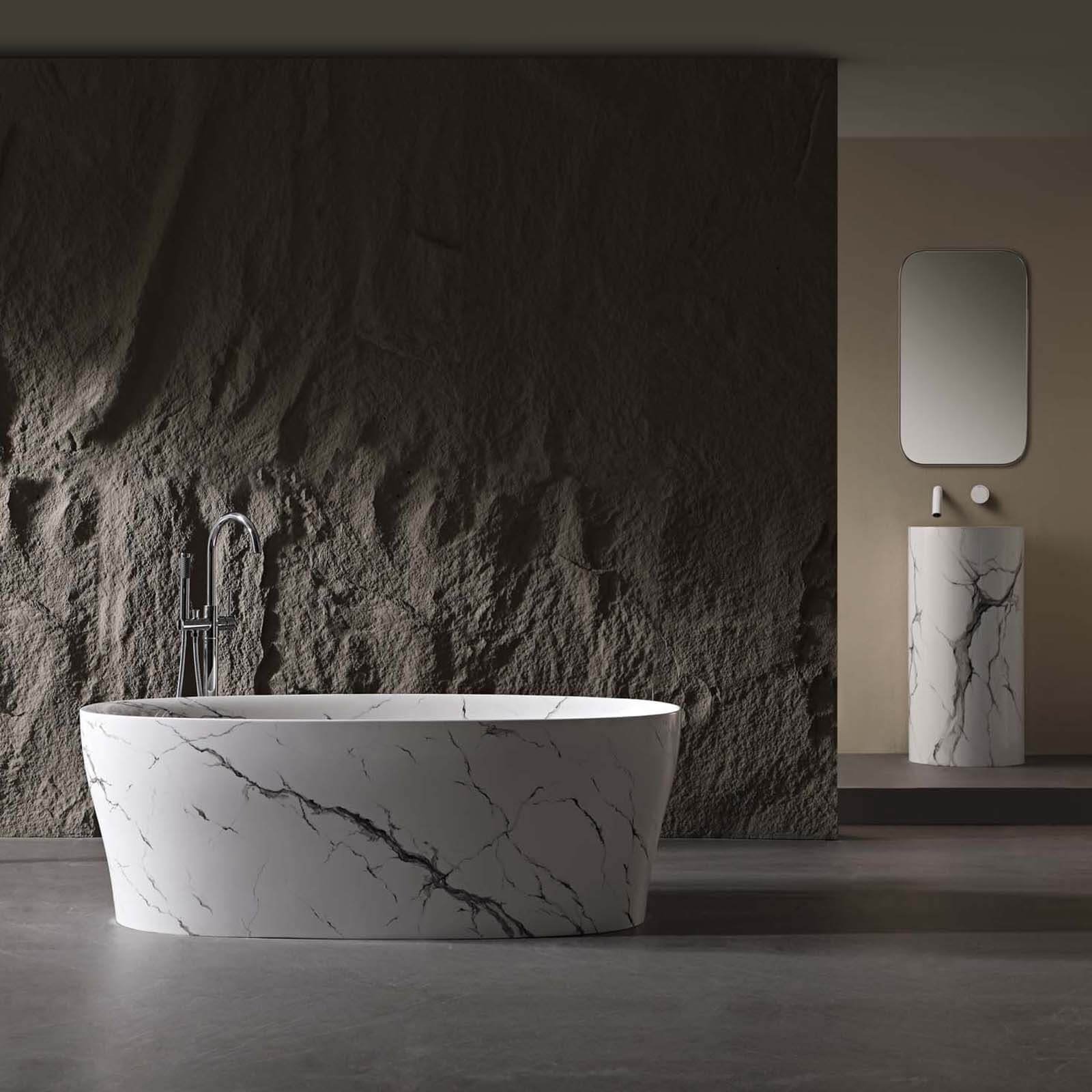 Freistehende Badewanne "Carrara Dream" mit Marmor-Optik – Bild 3