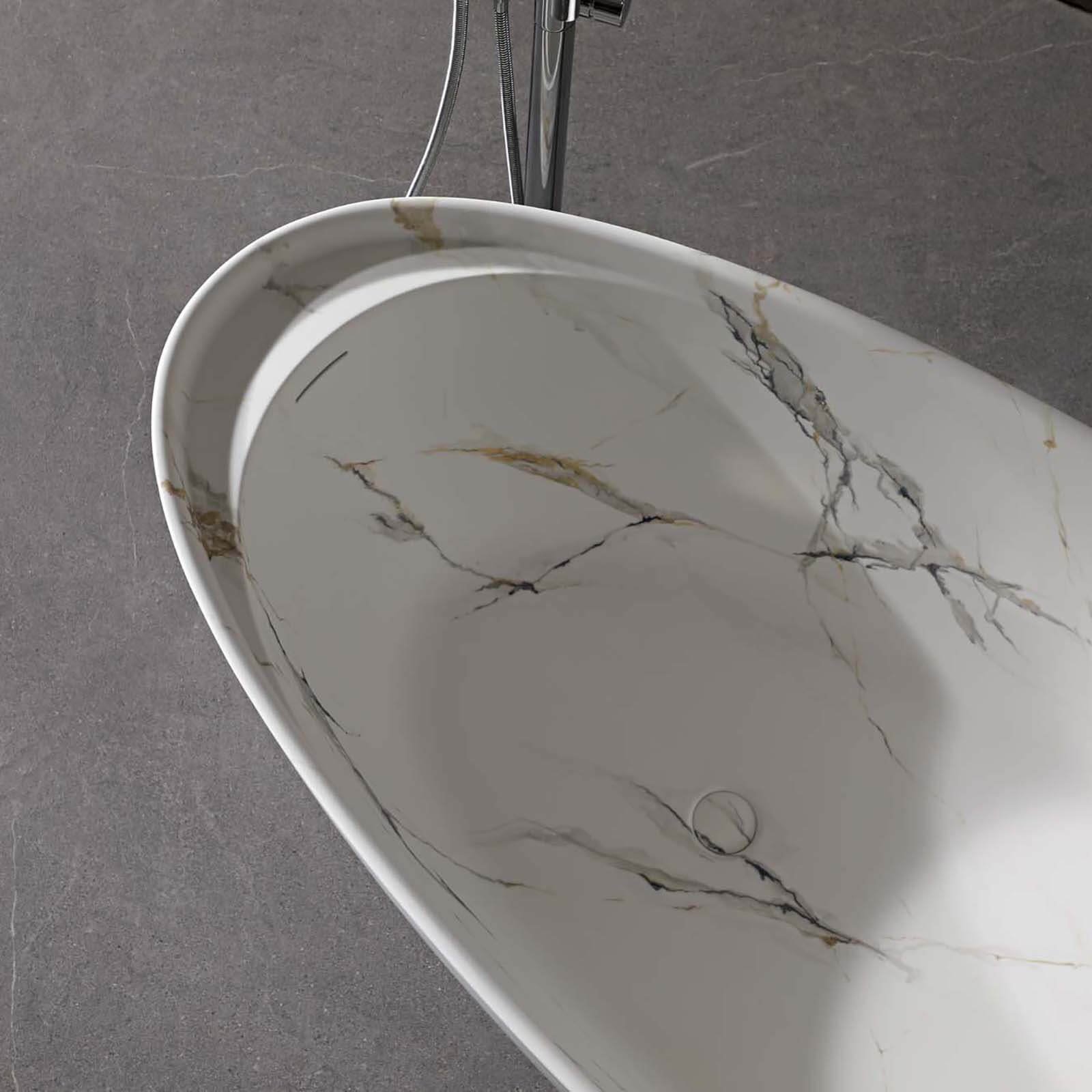 Design-Badewanne Freistehend Steinharz Marmor-Optik – Bild 5