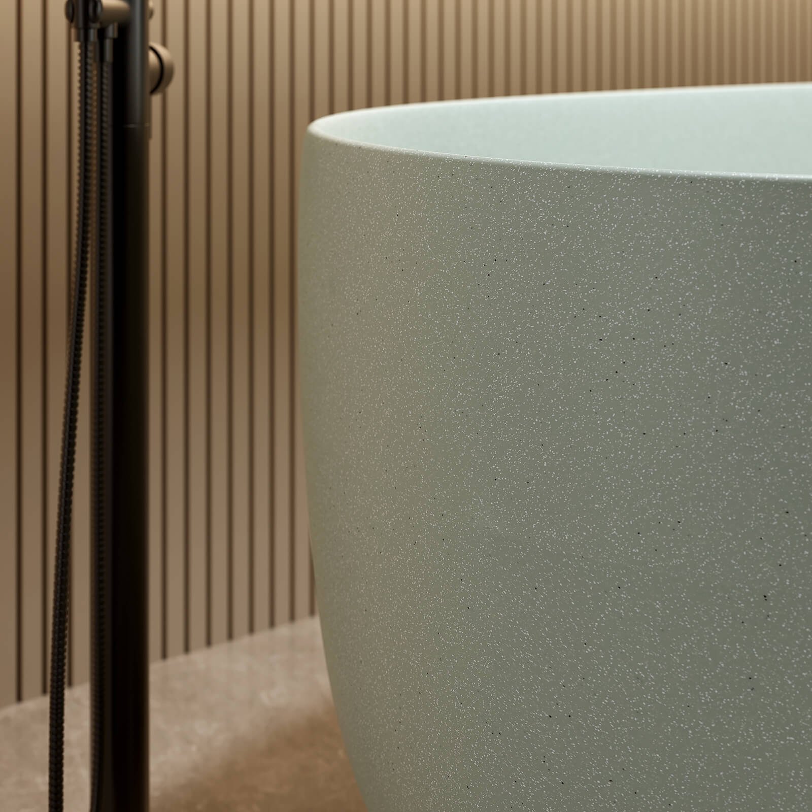 Freistehende Solid-Surface Badewanne – Türkisgrün Matt – Bild 4