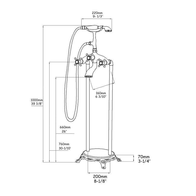 Retro Freestanding Bath Mixer – view 4
