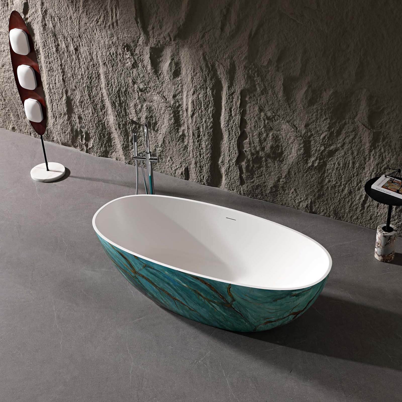 Freistehende Badewanne Grüner Marmor-Look – Luxus & Design – Bild 2