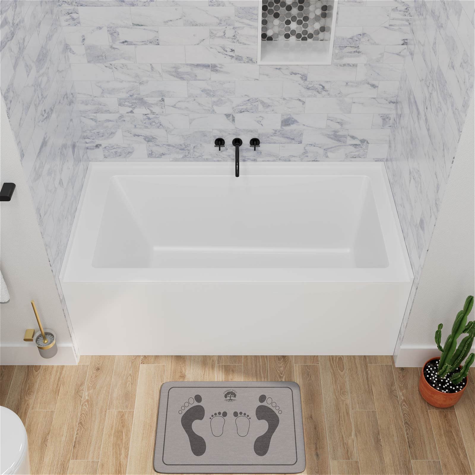 Premium Nischen-Badewanne – Edle Solid Surface Wanne – Bild 5
