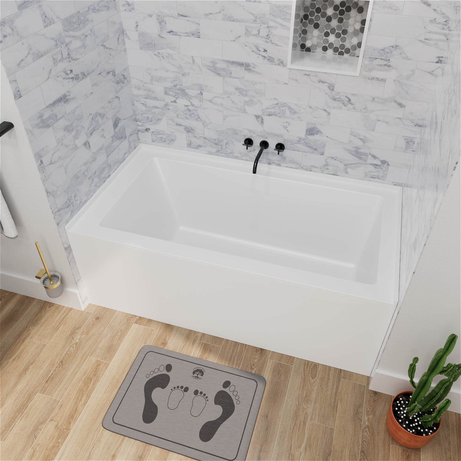 Premium Nischen-Badewanne – Edle Solid Surface Wanne – Bild 2